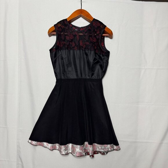 Vintage Y2K RODARTE Black Red Butterfly Embroidered Silk Blend Cocktail Dress - Picture 13 of 17